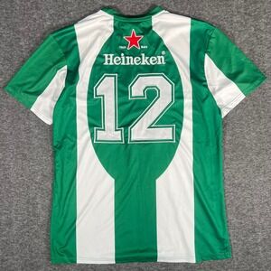 Vintage Heineken UEFA Champions League Soccer Jersey Mens XL Green White Striped